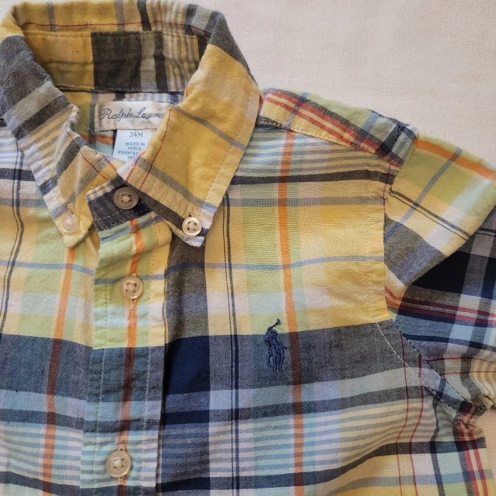 Ralph Lauren 24 month Short Sleeve Plaid Button Up Shirt